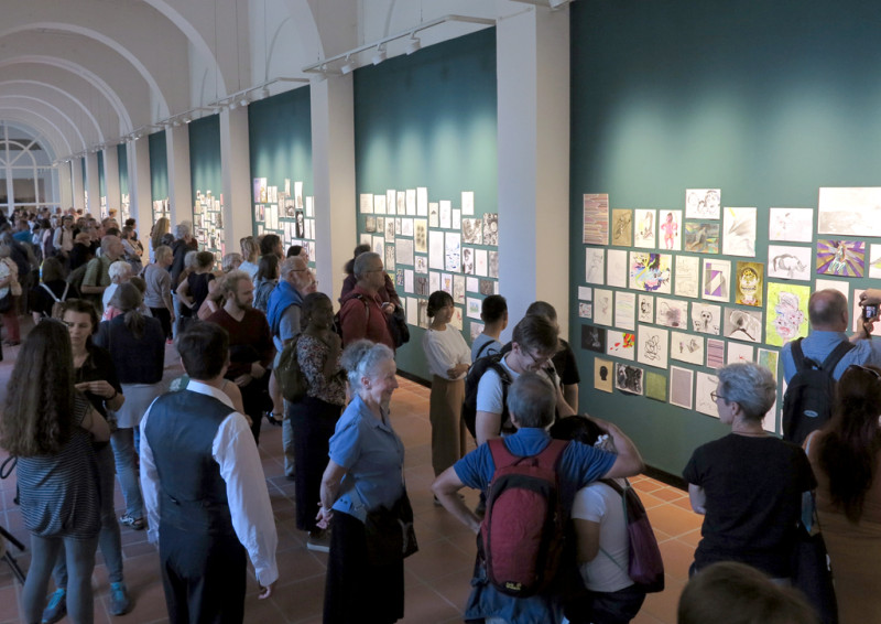 Installation view and visitors