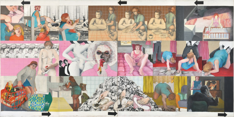 text: >
  Collage aus verschiedenen Szenen des
  weiblichen Alltags, Mutterschaft und
  Hausarbeit, zusammengesetzt aus
  ausgeschnittenen Fotografien und
  Illustrationen in Pastelltönen.
decorative: false
source: reviewed